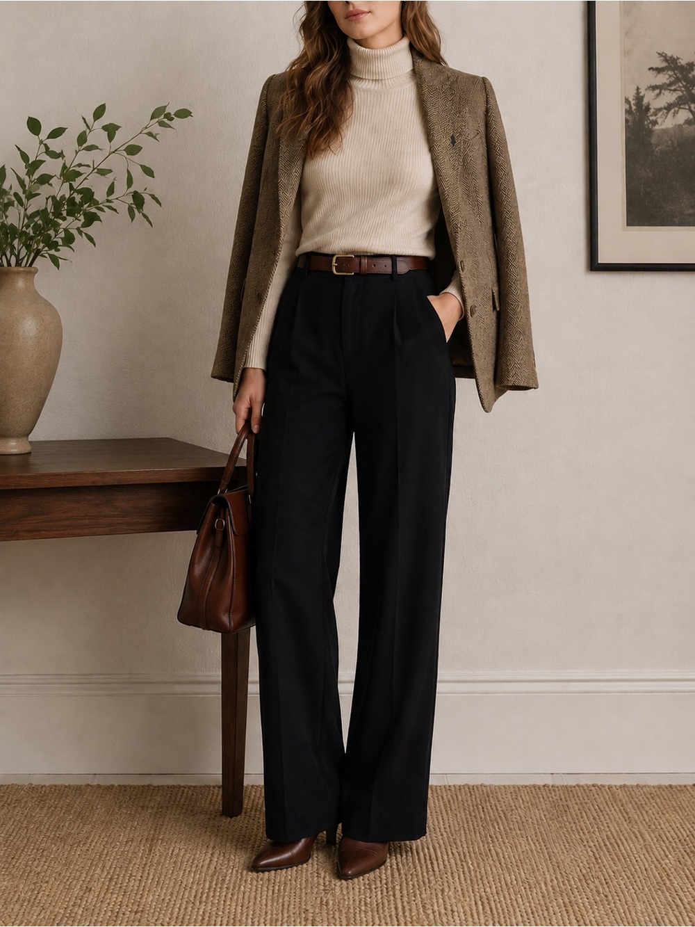 Cache Black High-Waist Wide-Leg Trousers